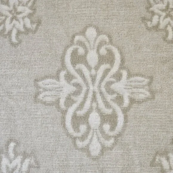 VTG Cream Beige Reversible Damask Floral Coverlet Bedspread‎ French Twin Full - Picture 7 of 13